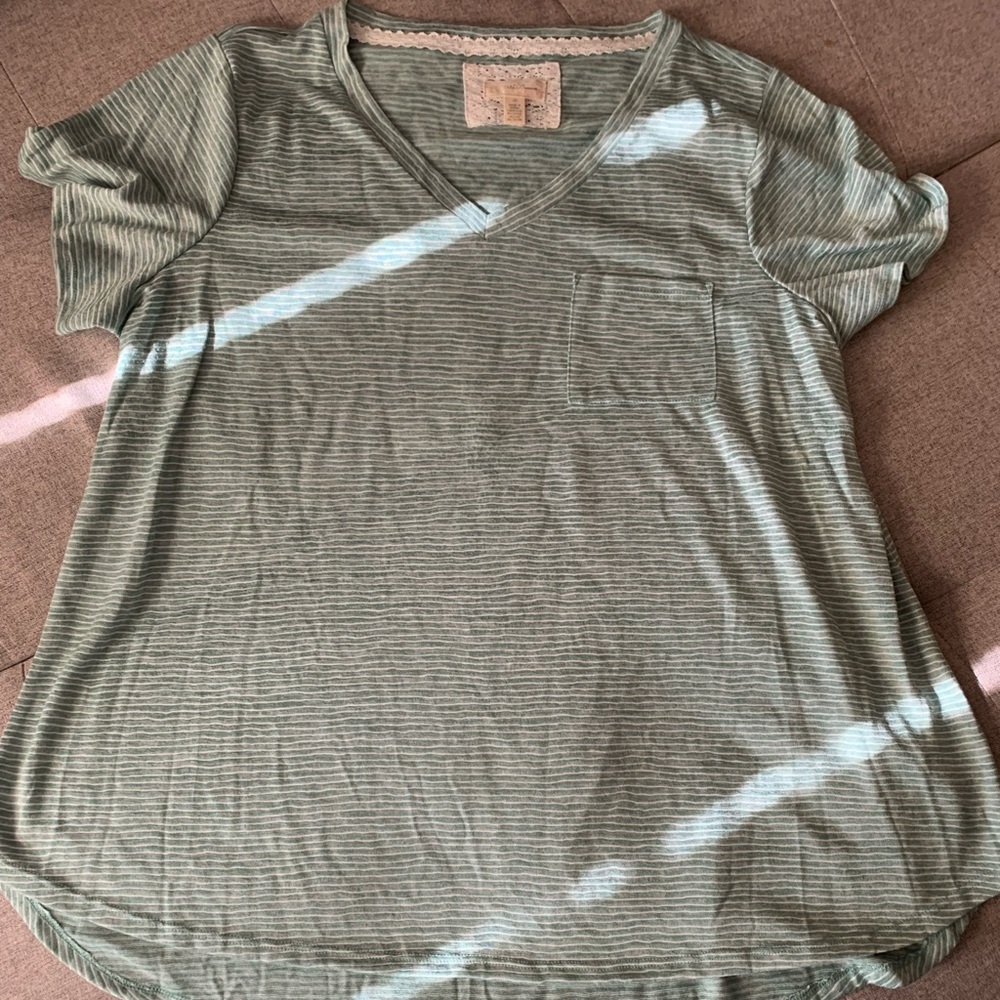 Cupio women top green and white stripe